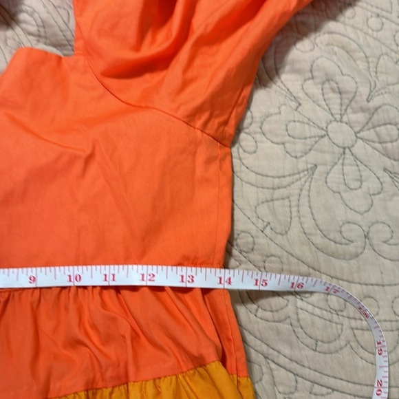 Farm‎ Rio Anthropologie Puff Sleeve Ruffled Tier Color block Maxi Dress - Picture 13 of 15